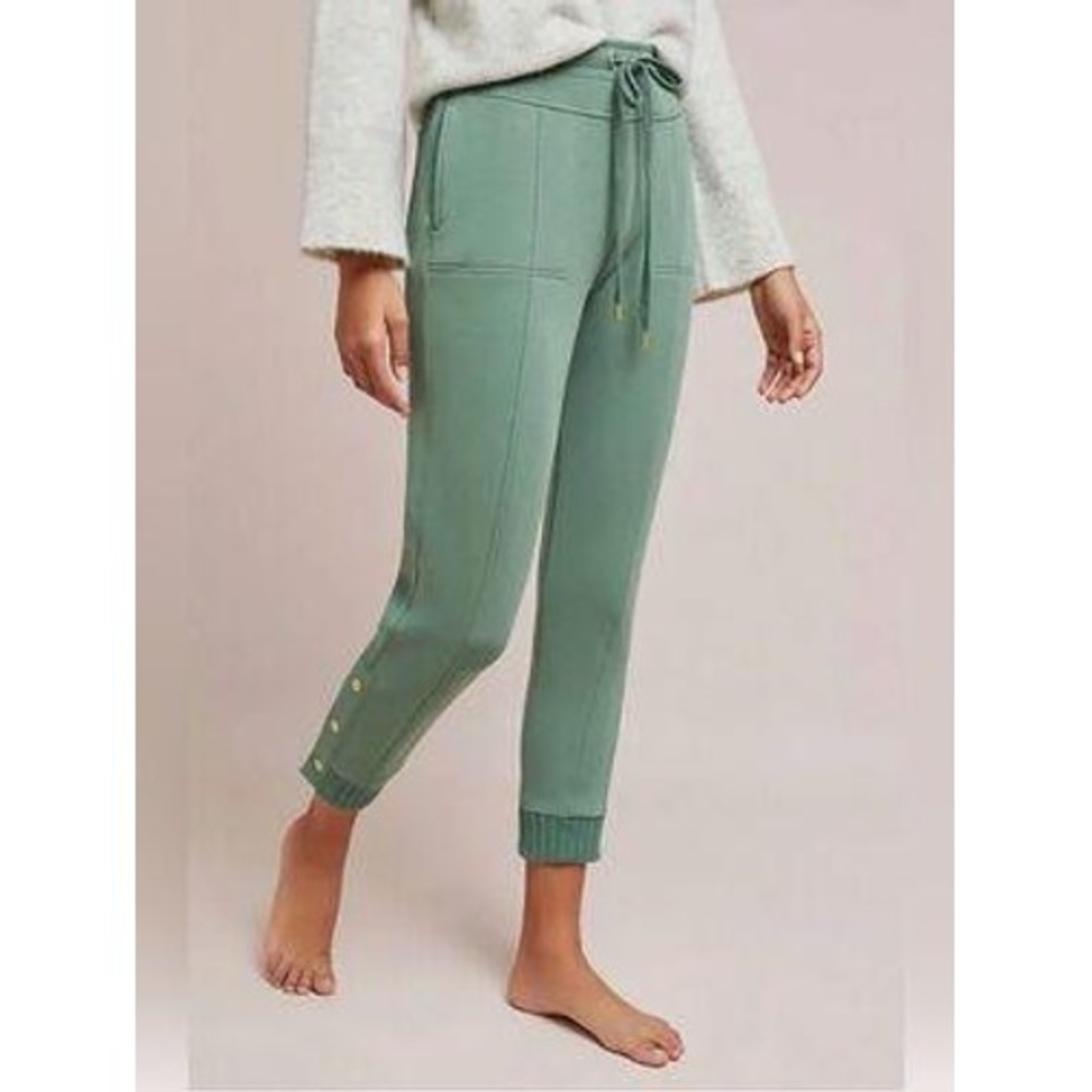 Saturday Sunday Anthropologie Sage Green Snap Button Hem Joggers Size Medium